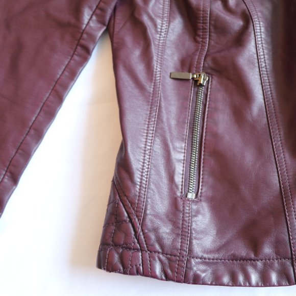 Burgundy Moto Jacket - Picture 2 of 6